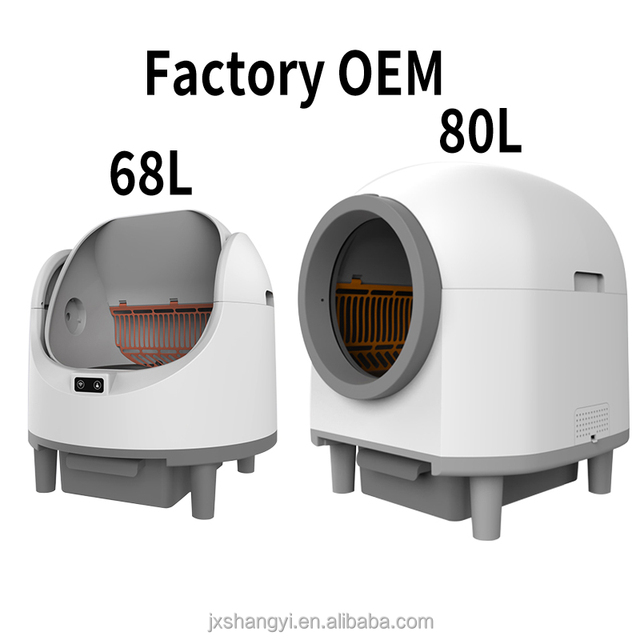 80L Odor Removal Electric Toilet Self Cleaning Smart Automatic cat Litter Box with APP WiFi Control 10 Safety Sensor Radars