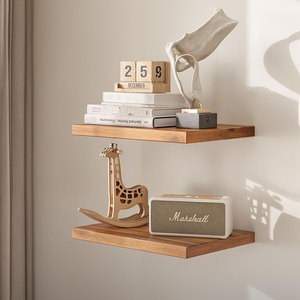 <strong>Industrial</strong> <strong>Pipe</strong> Shelf 2pcs Set Square Shape Shelves Wooden <strong>Shelving</strong> Brown with Shelf Brackets - Product Image 2
