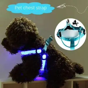 Prix direct des fabricants de produits pour animaux de compagnie Led lumière chien laisse chien sangle de poitrine