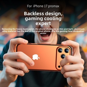 <span class=keywords><strong>Coques</strong></span> de téléphone en acier inoxydable pour iPhone 17 16 Pro Max, design sans <span class=keywords><strong>dos</strong></span>, cadre métallique, léger, anti-chute - Product Image 3