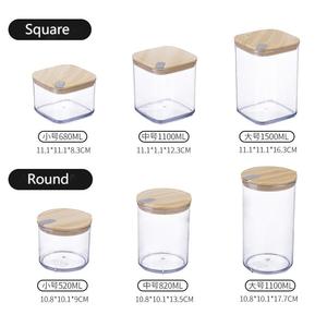 Tarro apilable de plástico para almacenamiento de alimentos frescos, con tapa de patrón de madera - Product Image 6