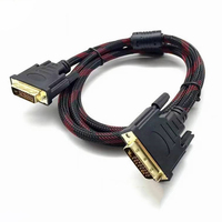 Câble DVI haute vitesse 1080p 3D plaqué or prise mâle-mâle DVI vers DVI 24 + 1 câble PIN avec filet en nylon pour moniteur DVD HDTV XBOX