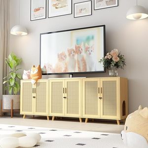 Caja de arena de madera MDF sostenible para perros y gatos, muebles de interior, casa oculta para perros y gatos para inodoros para gatos - Product Image 3