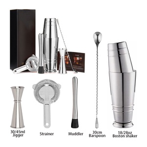 RTS ชุดอุปกรณ์บาร์เต็มสแตนเลส304 5ชิ้นสีเงินโลโก้ตามสั่งที่คนค็อกเทลสไตล์บอสตันสำหรับปาร์ตี้ที่บ้าน - Product Image 2