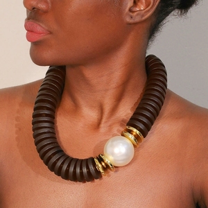 אמיליה <span class=keywords><strong>2026</strong></span> חופשת הקיץ צ 'אנקי שרשרת קוקוס מעטפת מתכווננת הצהרה מתכווננת גדולה פנינים לנשים - Product Image 2