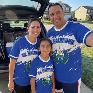 Camiseta de Fútbol de El Salvador Personalizada con Nombre y Número, Unisex para Adultos, Cuello Redondo, Impresión por Transferencia de Calor, Camiseta Deportiva - Product Image 3
