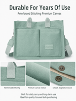 Bolsa de Lona de Gran Capacidad para Mujer, con Múltiples Bolsillos Exteriores, Bolsa de Compras de Algodón para Llevar al Hombro o Cruzada, con Logotipo Personalizado