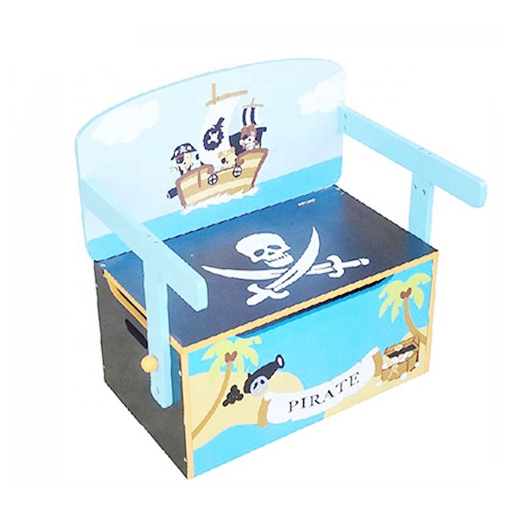 PAFEN Coffre à Jouets Pirate SET 2x 49L Avec Roulettes - Rangement Enfant Bleu/Jaune
