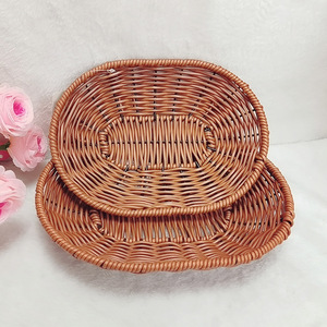 Rattan Snack Plate Oval Serving Tray For Restaurant Fruit Platter <b>Storage</b> <b>Basket</b> - Product Image 2