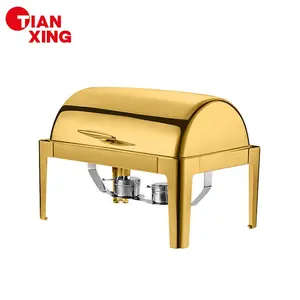 Tianxing personalizzabile ristorante commerciale dorato scaldavivande per Buffet scaldavivande in acciaio inossidabile rotola piatto per scaldarsi