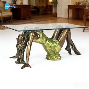 Socle de table basse en bronze antique, sculpture féminine de luxe, pieds de table en métal pour décoration intérieure - Product Image 4