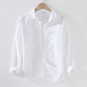 <span class=keywords><strong>Camicia</strong></span> da <span class=keywords><strong>Uomo</strong></span> a Maniche Lunghe in Misto Cotone e <span class=keywords><strong>Lino</strong></span> con Colletto Quadrato Stile Casual Stagione Primaverile Taglia XL - Product Image 1