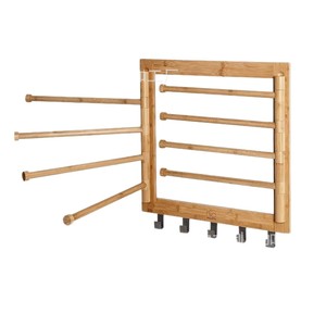 Wooden wall-mounted <b>clothes</b> <b>rack</b>, solid wood bathroom extendable <b>clothes</b> and towel storage <b>rack</b>, solid wood wall-mounted - Product Image 5