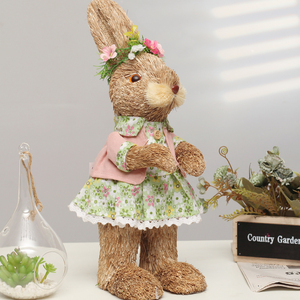 Conejo de Pascua de Paja Natural, Conejita y Niños de Pie, Decoración de Primavera, Pascua, MOQ 100 Piezas - Product Image 4