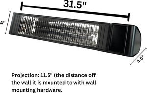 Tube chauffant infrarouge doré pour usine, radiateur électrique mural à rayonnement thermique 1500W, contrôlé par application, avec fonction d'éclairage - Product Image 4
