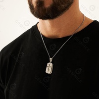 Gemnel hip-hop bijoux plaqué or collier hommes carré étiquettes de chien en acier inoxydable croix pendentif