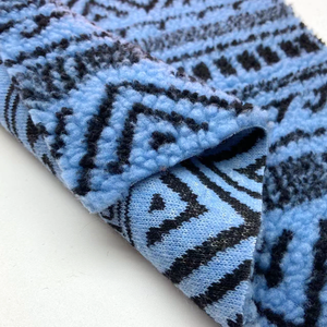 Cómodo polar <span class=keywords><strong>azul</strong></span> bohemio diseño 100% poliéster tejido 350gsm impreso Sherpa tela polar para chaquetas de invierno - Product Image 4