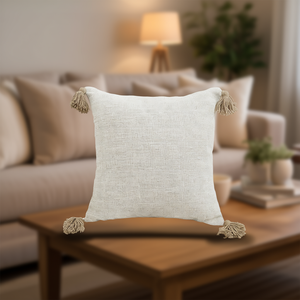 Funda de Almohada Decorativa de Algodón Texturizado con Diseño de Canalé Beige, 50 cm Cuadrados, Suave, para Sofá, Cama, Decoración del Hogar - Product Image 2