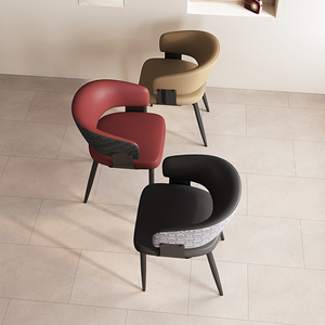 Silla de Comedor de Cuero Moderna Nórdica de Lujo, Silla Tapizada con Patas de Acero al Carbono para el Hogar, Hotel, <span class=keywords><strong>Muebles</strong></span> de Restaurante - Product Image 2