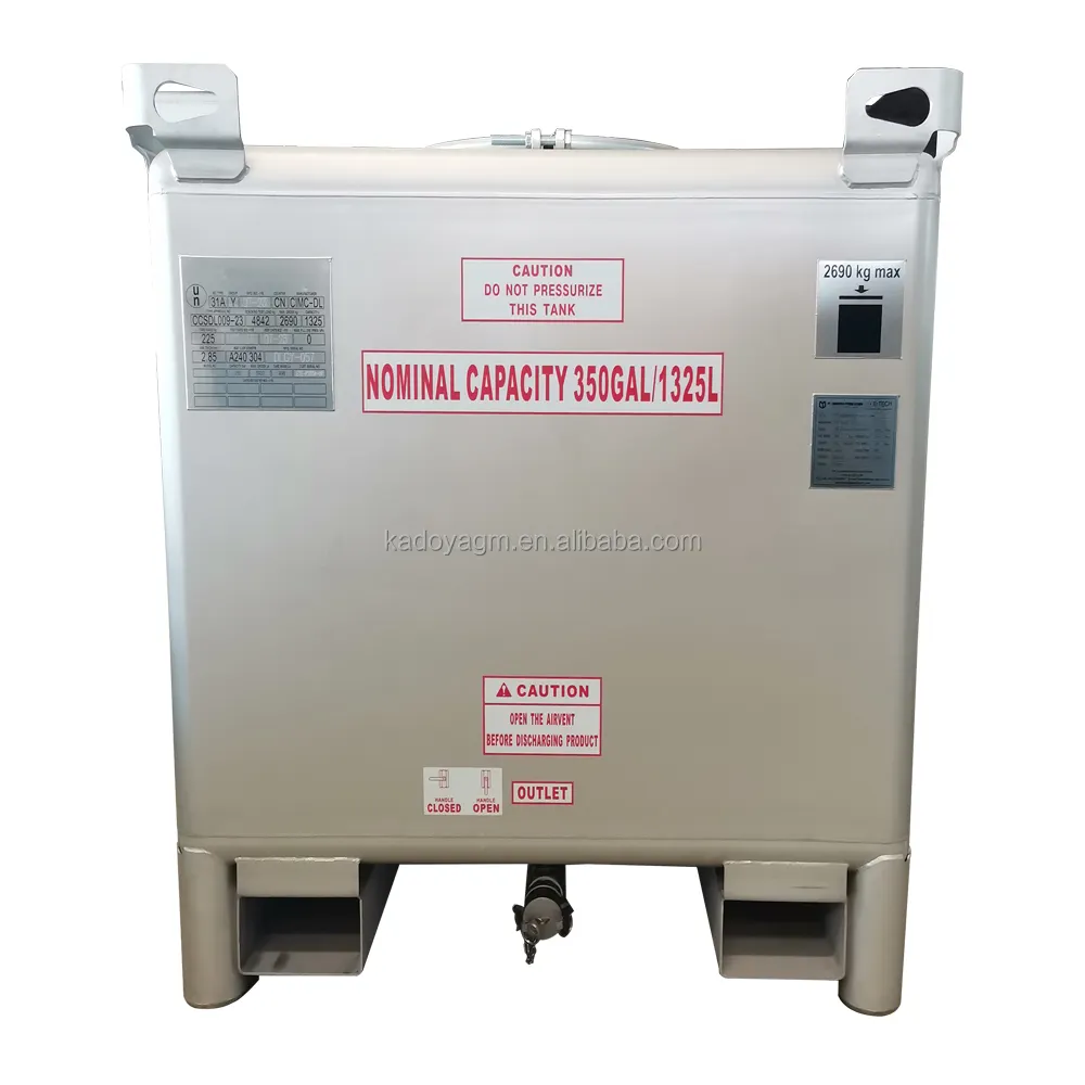 Tùy chỉnh tàu công nghiệp cấp thực phẩm thép không gỉ 350 gallon bể chứa chất lỏng SS304 IBC bể hóa chất