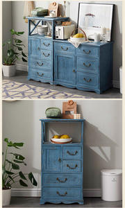 Juego de 2 Gabinetes de Almacenamiento de Madera Blanca Desgastada, Organizador Alto con Estante Abierto para Sala de Estar/Dormitorio - Product Image 4