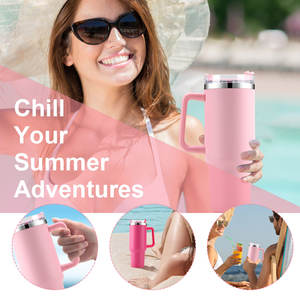 Logotipo personalizado 40 oz doble pared al aire libre taza 40 oz de acero inoxidable aislado vaso con asa TAPA DE PAJA - Product Image 3