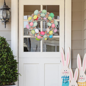 Factory Wholesale <b>Artificial</b> <b>Wreath</b> Door Decoration Easter Egg Flower <b>Wreath</b> for Home Holiday Decor - Product Image 1