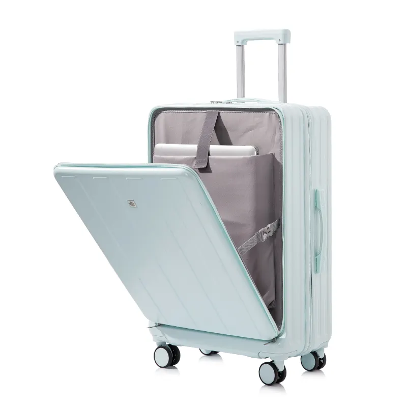 Nuovo arrivo Vintage multifunzionale Abs + PC bagaglio anteriore open Hardside Trolley valigia bagaglio da viaggio con portabicchieri