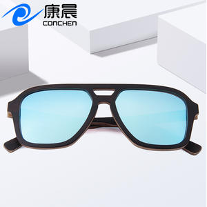 Gafas de Sol de Madera Conchen, Estilo Aviador, Montura Negra, Lentes TAC con Protección UV400, Unisex, para Viajes, Conducción y Moda - Product Image 1
