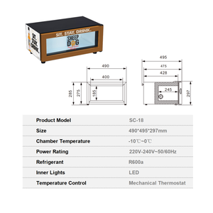 Vanace Mini réfrigérateur de 18 litres à porte en verre Mini canette de réfrigérateur pour boissons, bière, sodas, vin Petite glacière Réfrigérateur Mini congélateur - Product Image 6