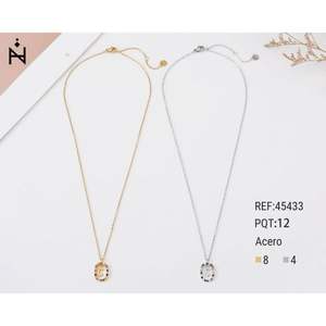 Collar con Colgante en Forma de C, Oro, Plata, Acero Inoxidable, Engaste Pavé, Circonita Cúbica, Minimalista, para Uso Diario, Unisex, Regalo - Product Image 1