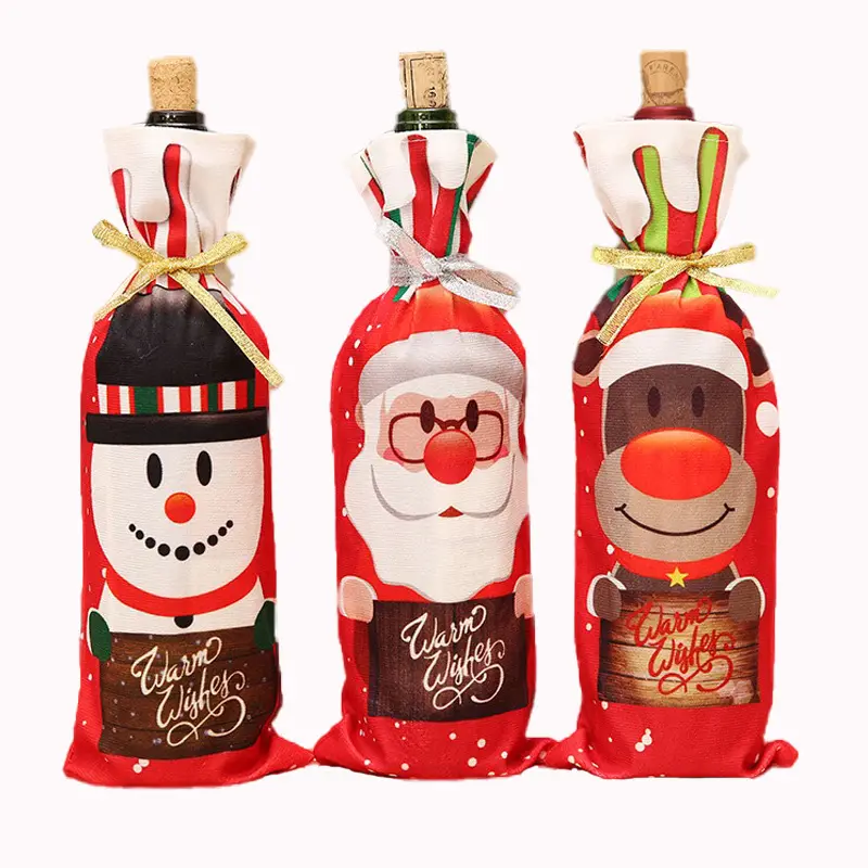 Buon natale Decor coperchio della bottiglia di vino decorazioni natalizie per la casa calza di natale regalo decorazioni di capodanno