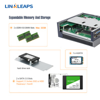 Linkleaps desain 6th & 9th Gen Desktop CPU industri Mini tanpa kipas PC dengan 4 RS485 RS232 COM 5 GbE LAN 2 DDR4 64GB