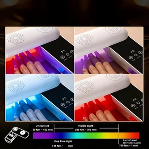 240. Rotatable Panel 4 Timing Rechargeable UV Light for Nail Curing Quick-Dry UV Nail <b>Lamp</b> Red Blue Purple Multi-Light Source - Product Image 2