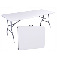 Vente en gros à prix réduit de table pliante empilable pour l'extérieur, le jardin et le restaurant, en plastique blanc HDPE, pour fête