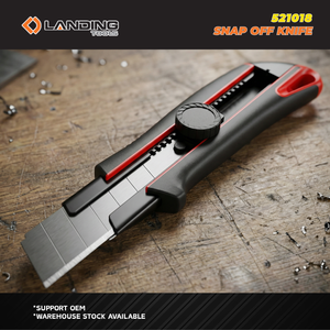 มีดคัตเตอร์แบบเปลี่ยนใบมีดเร็ว LANDING 521018 รุ่น Heavy Duty ขนาด 25 มม. ด้ามจับ ABS ทนทาน ใบมีด SK2 สำหรับงานอุตสาหกรรม DIY ตัด งานก่อสร้าง - Product Image 4
