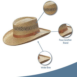 Chapeau d'extérieur pour femmes et hommes unisexe pour le printemps et <span class=keywords><strong>l</strong></span>'été, chapeau <span class=keywords><strong>de</strong></span> paille respirant pour la plage Fedora - Product Image 6