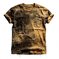 Nouvelle Arrivée - T-shirts de Sport Courts pour Hommes 100% Coton, Manches Courtes, Légers, en Jersey, Effet Usé et Déchiré