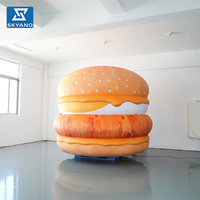 Modèle de hamburger gonflable floqué personnalisé pour la publicité et la décoration d'activités en plein air