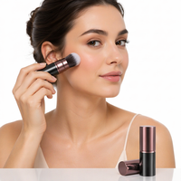 Lot de 2 pinceaux de maquillage Kabuki rétractables, pinceaux cosmétiques de voyage pour fond de teint liquide, blush, poudre libre