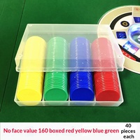 Jetons de Mahjong 160 pièces, double face avec chiffres en relief dorés, avec coffret