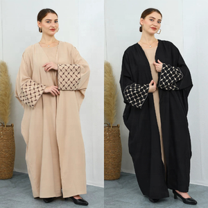 Fashionable Traditional Muslim Clothing Accessories Arabian Embroidered Outer Abaya Robe Jazz Crepe Casual Sports Hoodies Dress - Product Image 4