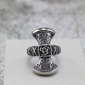 Bague pour homme en acier inoxydable de style rétro nordique, symbole viking, style hip hop, bijoux cadeau - Product Image 3