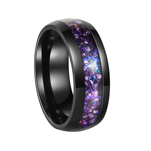 Anillo <span class=keywords><strong>de</strong></span> Boda y para Parejas Unisex <span class=keywords><strong>de</strong></span> Acero Inoxidable 304 con Amatista, <span class=keywords><strong>de</strong></span> Alta Gama, Electrochapado, Nuevo y en Oferta - Product Image 3