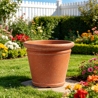 Pot en plastique imitation terre cuite classique, style vintage, durable, écologique, pour jardin, fleurs, avec drainage, pour extérieur et intérieur