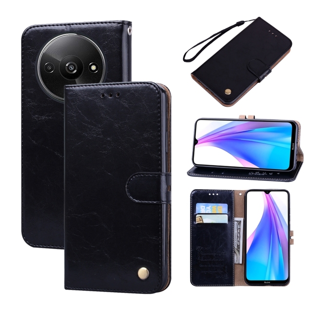Wholesale for Xiaomi Redmi A3 Oil Wax Texture Leather Phone Case(Black)