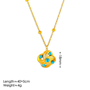 ต่างหูวินเทจสไตล์เรียบง่ายชุดเครื่องประดับกังหันลมชุบทอง18K ทำจากสเตนเลส304พร้อมหินไข่มุกหลัก - Product Image 4