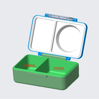 Boîte à lunch en plastique sans BPA pour l'école, conteneur alimentaire pratique et facile à utiliser, boîte bento thermique compartimentée, étanche, passe au lave-vaisselle