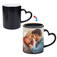 2025 Tasse Céramique Magique Thermosensible 11oz, Poignée Cœur, Personnalisée Pour Couple