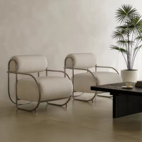 Fauteuil de salon italien moderne pour café, canapé, chaise, fauteuil lounge créatif minimaliste, célèbre sur Instagram, avec structure métallique, superbe pour salon